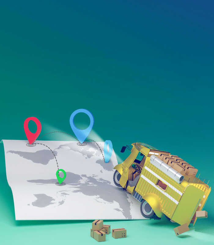 Cartoon Truck using track and trace in logistics